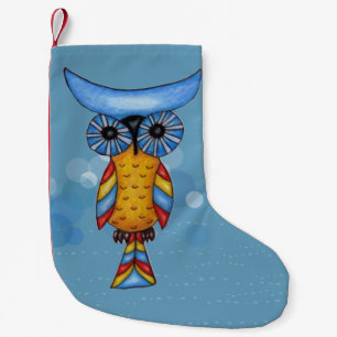 Colorful Fantasy Whimsical Owl Small Christmas Stocking