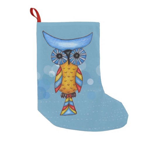 Colorful Fantasy Whimsical Owl Small Christmas Stocking