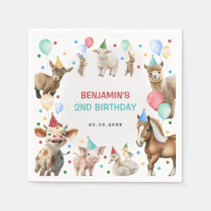 Colorful Farm Confetti Party Animals Boy Birthday Napkins
