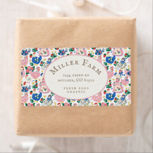 Colorful Farm Vintage Pattern Egg Carton Label