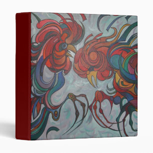 Colorful Farmyard Roosters 3 Ring Binder