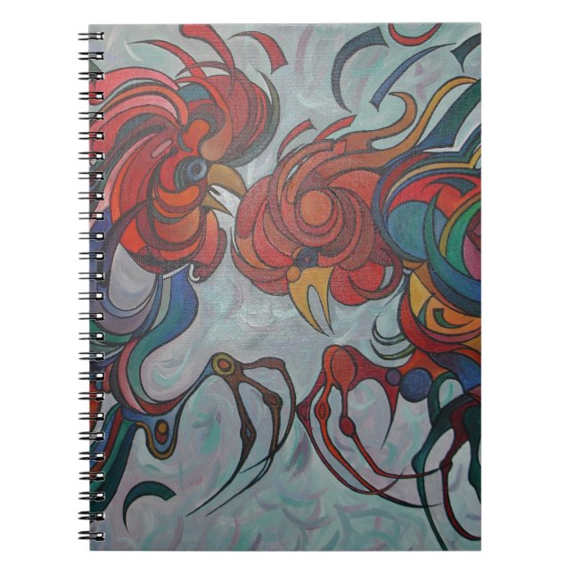 Colorful Farmyard Roosters Notebook (Front)