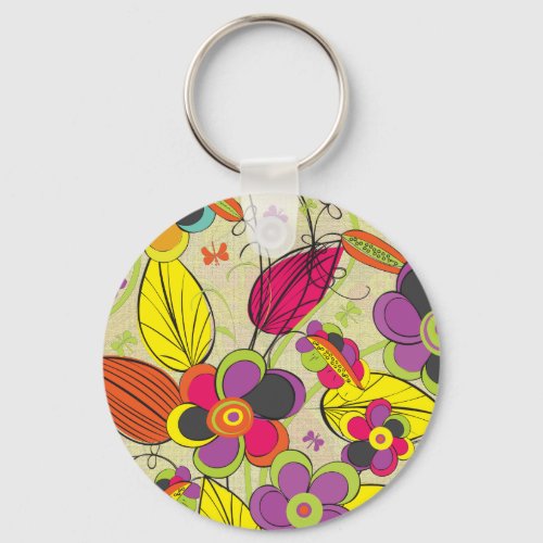 Colorful Fashion Floral Design Keychain