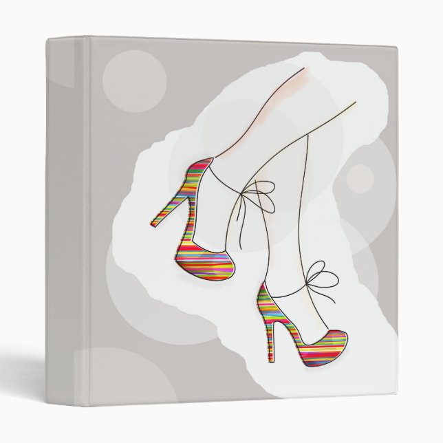 Colorful fashion shoes 3 ring binder (Front/Spine)