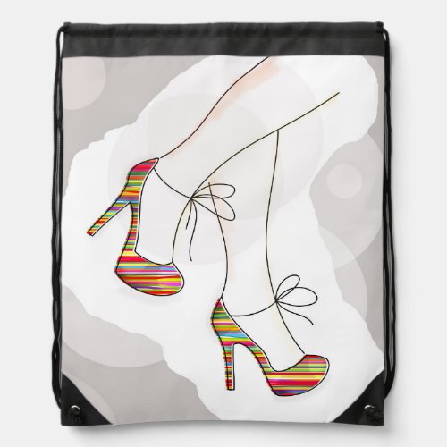 Colorful fashion shoes drawstring bag