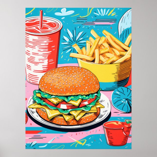Colorful Fast Food Feast Poster (Front)