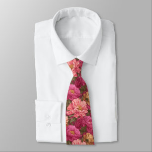 Colorful Fathers Day Gift Peonies Floral Neck Tie