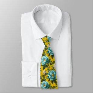 Colorful Fathers Day Gift Peonies Floral Neck Tie
