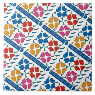 Colorful Fauvist Flowers Ceramic Tile