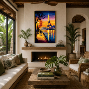 Colorful Fauvist Paris Eiffel Tower Wall Art