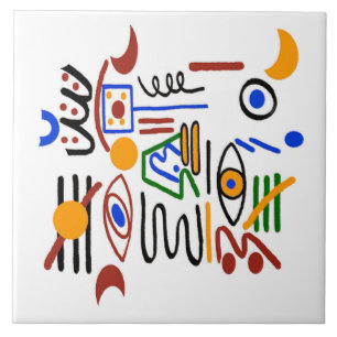 Colorful Fauvist Shapes Ceramic Tile