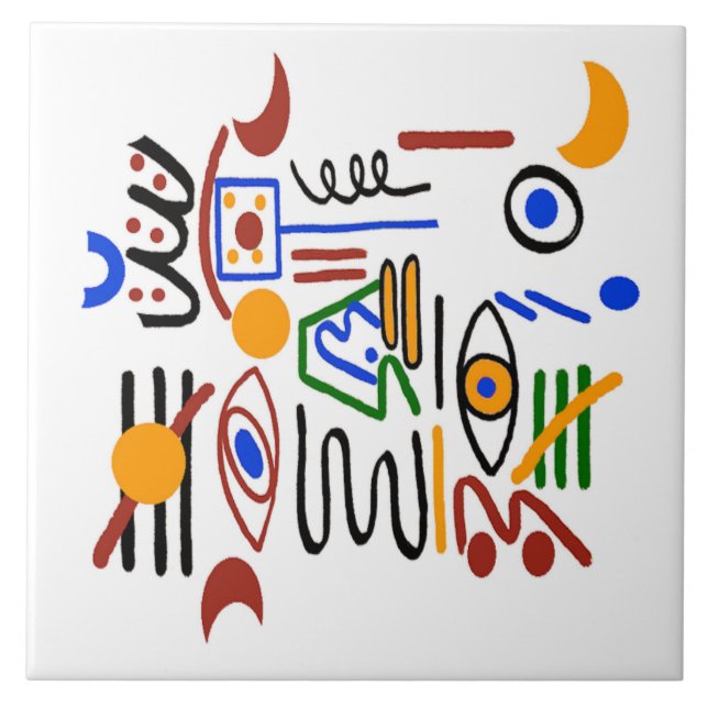 Colorful Fauvist  Shapes Ceramic Tile (Front)