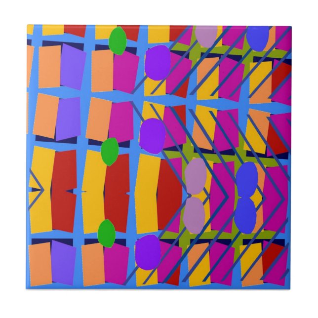 Colorful Fauvist Shapes Ceramic Tile (Front)