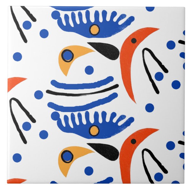 Colorful Fauvist  Shapes Ceramic Tile (Front)