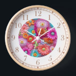 Colorful Faux Embroidered Floral Elegant Clock<br><div class="desc">Colorful Faux Embroidered Floral Elegant Wall Clock features a trendy colorful modern faux embroidery floral in pink,  purple,  orange,  blue,  and yellow. Created by Evco Studio www.zazzle.com/store/evcostudio</div>