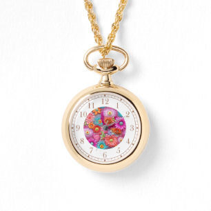 Colorful Faux Embroidered Floral Elegant Womans Watch