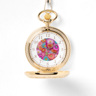 Colorful Faux Embroidered Floral Elegant Womans Watch