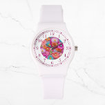 Colorful Faux Embroidered Floral Elegant Womans Watch<br><div class="desc">Colorful Faux Embroidered Floral Elegant Womans Watches features a trendy colorful modern faux embroidery floral in pink,  purple,  orange,  blue,  and yellow. Created by Evco Studio www.zazzle.com/store/evcostudio</div>