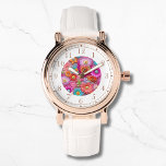 Colorful Faux Embroidered Floral Elegant Womans Watch<br><div class="desc">Colorful Faux Embroidered Floral Elegant Womans Watches features a trendy colorful modern faux embroidery floral in pink,  purple,  orange,  blue,  and yellow. Created by Evco Studio www.zazzle.com/store/evcostudio</div>