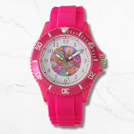 Colorful Faux Embroidered Floral Elegant Womans Watch<br><div class="desc">Colorful Faux Embroidered Floral Elegant Womans Watches features a trendy colorful modern faux embroidery floral in pink,  purple,  orange,  blue,  and yellow. Created by Evco Studio www.zazzle.com/store/evcostudio</div>