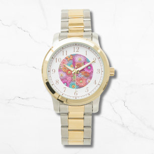 Colorful Faux Embroidered Floral Elegant Womans Watch