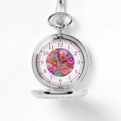 Colorful Faux Embroidered Floral Elegant Womans Watch