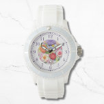 Colorful Faux Embroidered Floral Stylish Womans Watch<br><div class="desc">Colorful Faux Embroidered Floral Stylish Womans Watches features a trendy colorful modern faux embroidery floral in pink,  purple,  orange and red on a pastel green background. Created by Evco Studio www.zazzle.com/store/evcostudio</div>