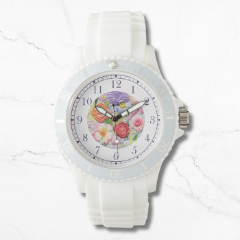 Colorful Faux Embroidered Floral Stylish Womans Watch by EvcoStudio at Zazzle