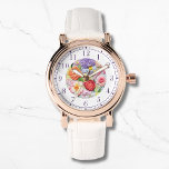 Colorful Faux Embroidered Floral Stylish Womans Watch<br><div class="desc">Colorful Faux Embroidered Floral Stylish Womans Watches features a trendy colorful modern faux embroidery floral in pink,  purple,  orange and red on a pastel green background. Created by Evco Studio www.zazzle.com/store/evcostudio</div>