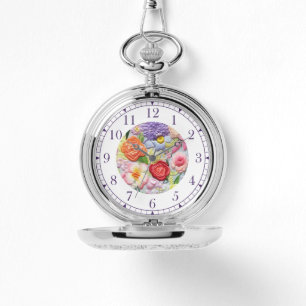 Colorful Faux Embroidery Floral Garden Watch