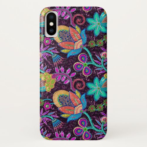 Colorful Faux Glass Beads Look Floral Design iPhone X Case