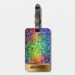 Colorful Faux Glitter And Sparkles Gold Accents Luggage Tag