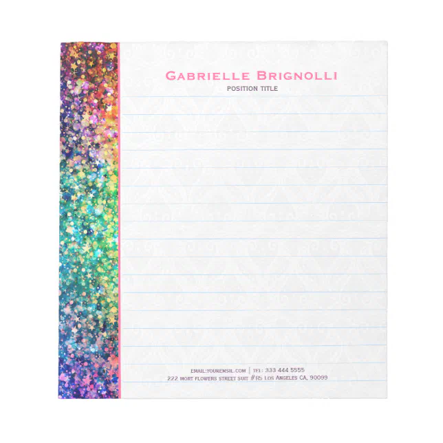 Colorful Faux Glitter And Sparkles Notepad | Zazzle