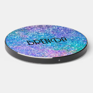 Colorful faux glitter background wireless charger