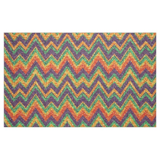Colorful Faux Glitter Chevron Zigzag Pattern 2 Fabric
