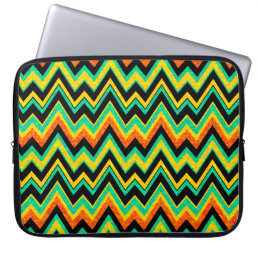 Colorful Faux Glitter Chevron Zigzag Pattern Laptop Sleeve