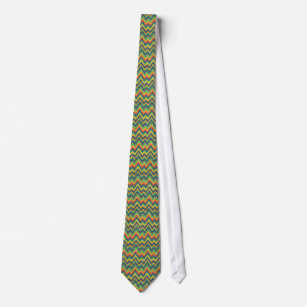 Colorful Faux Glitter Chevron Zigzag Pattern Neck Tie