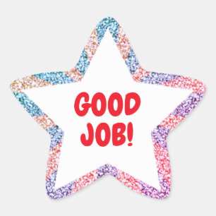 Colorful Faux Glitter Good Job Teacher Star Sticker