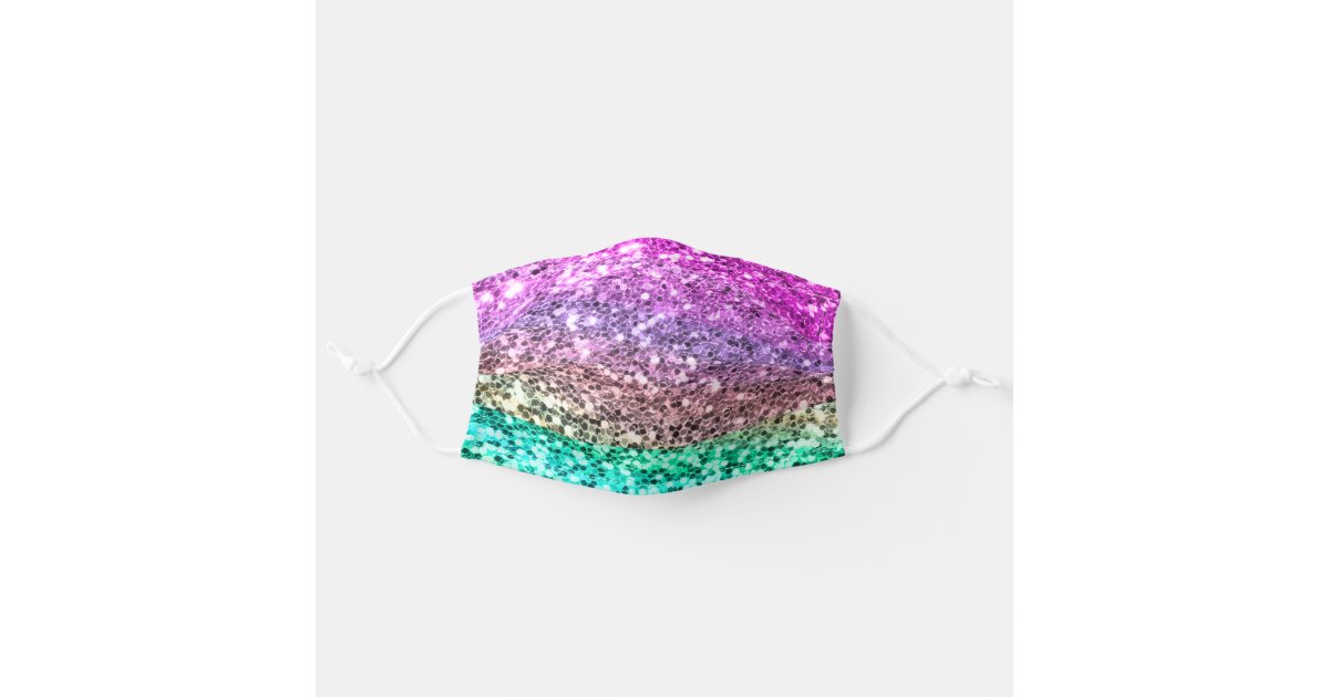 Colorful Faux Glitter Mermaid Texture Sparkly Cloth Face Mask