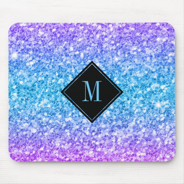 Colorful  Faux Glitter Monogram Mouse Pad (Front)