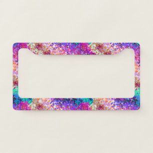 Colorful faux glitter pattern license plate frame
