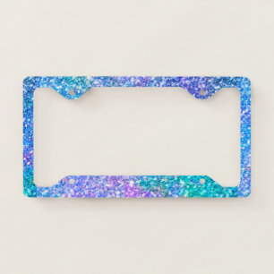 Colorful faux glitter pattern license plate frame