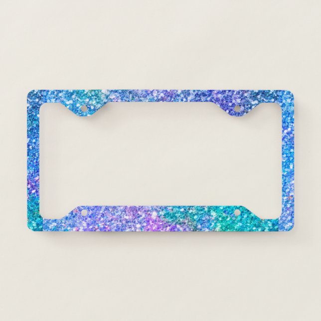 Colorful faux glitter pattern license plate frame (Front)