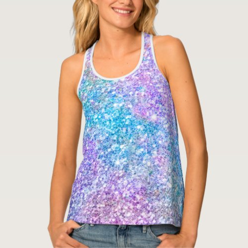 Colorful Faux Glitter Texture Tank Top