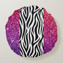 Colorful Faux Glitter Zebra Print Throw Pillow