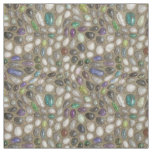 Colorful Faux Shiny 3D River Rock Stones Pattern Fabric