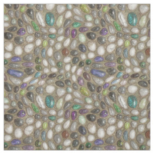 Colorful Faux Shiny 3D River Rock Stones Pattern Fabric