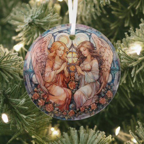 Colorful Faux Stained Glass Angel Ornament