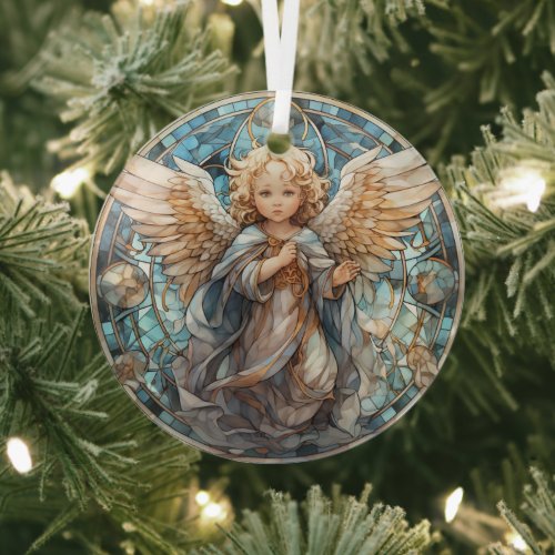 Colorful Faux Stained Glass Angel Ornament