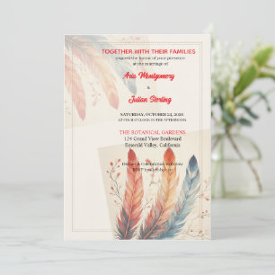 Colorful Feather and Autumn Branches Invitation